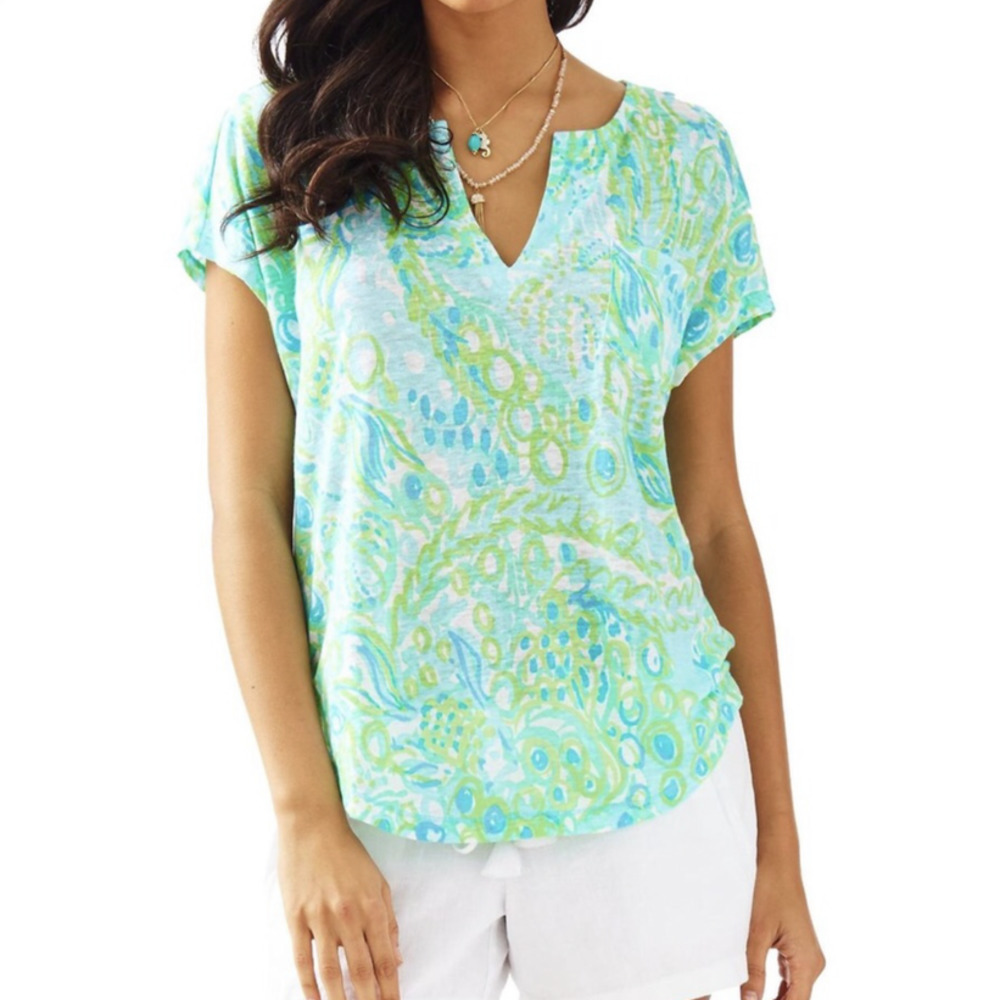 Lilly Pulitzer Duval Notch ShortSleeve Linen Shirt